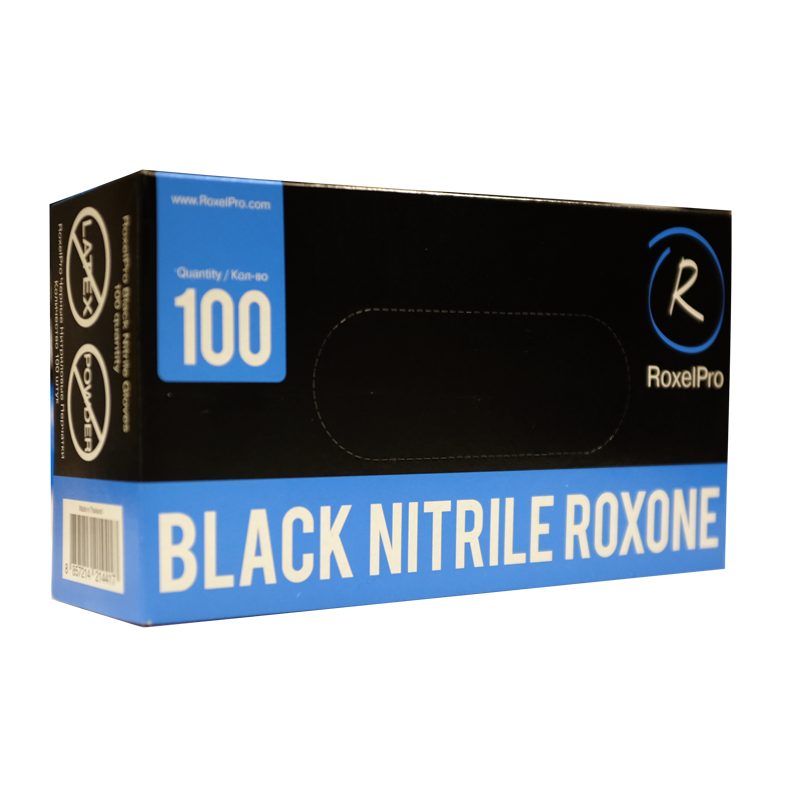 Перчатки нитриловые RoxelPro L(черные) уп.100 шт.